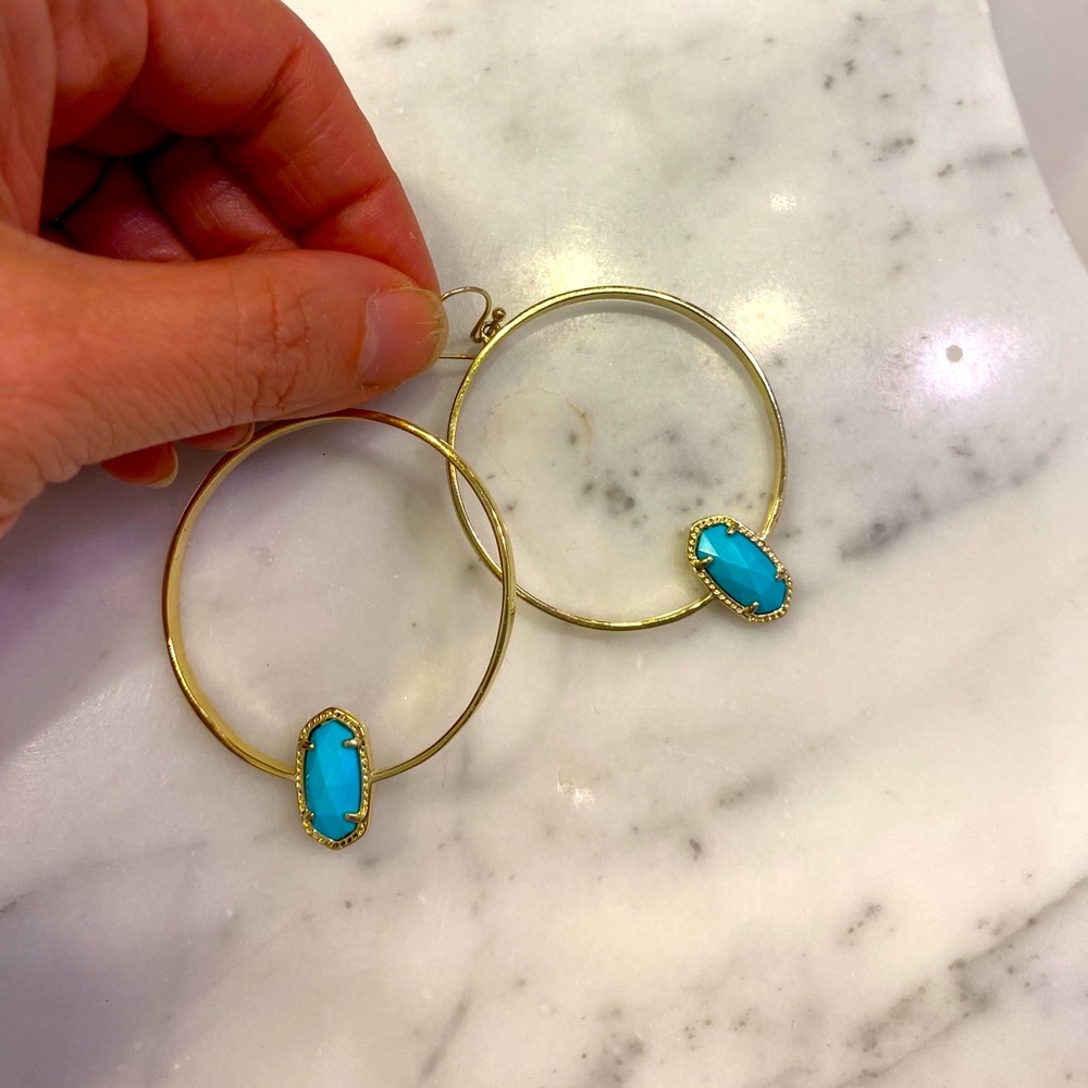Kendra Scott Elora Hoops w/ turquoise. Like new